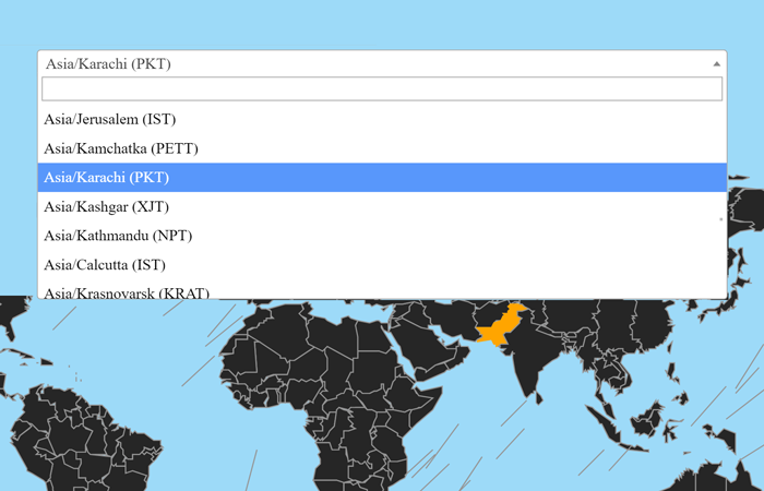 jQuery Timezone Picker with World Map